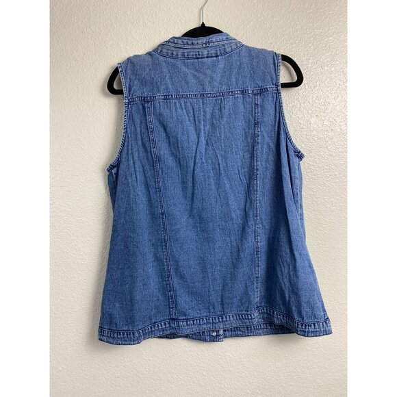 Skyline Collection Blue Sleeveless Button Up Denim Top Women size XL Classic - Picture 2 of 15